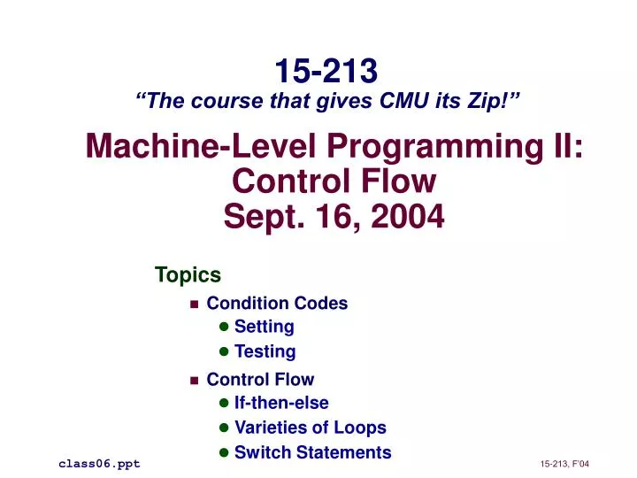 machine level programming ii control flow sept 16 2004