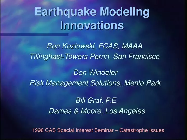 earthquake modeling innovations