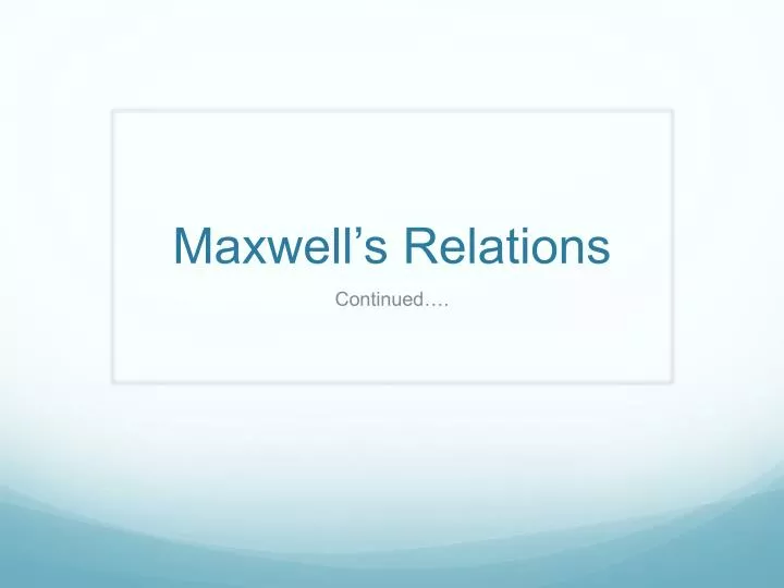 maxwell s relations