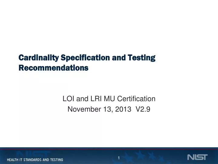 cardinality specification and testing recommendations