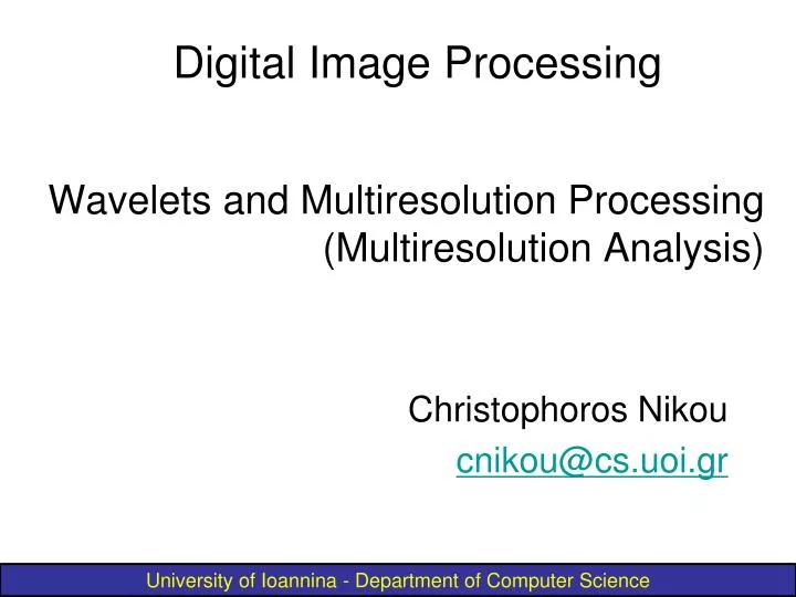 wavelets and multiresolution processing multiresolution analysis