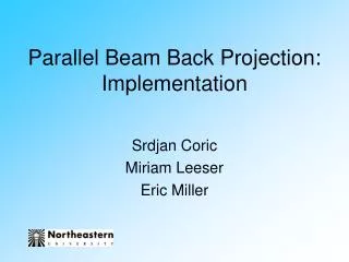 Parallel Beam Back Projection: Implementation