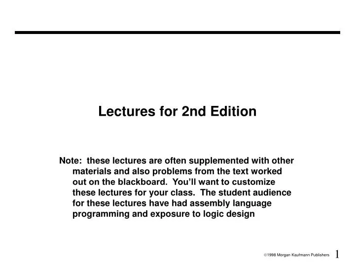 lectures for 2nd edition