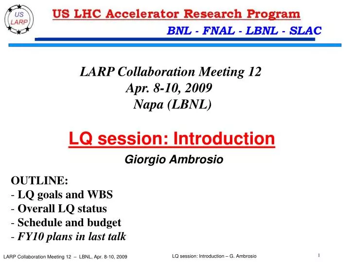 lq session introduction giorgio ambrosio