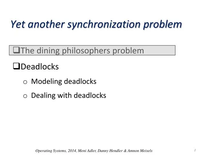 yet another synchronization problem