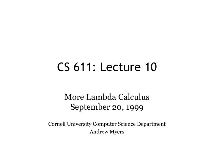 cs 611 lecture 10