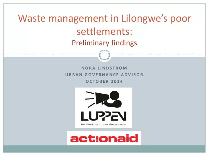 waste management in lilongwe s poor settlements preliminary findings