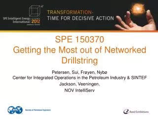 SPE 150370 Getting the Most out of Networked Drillstring