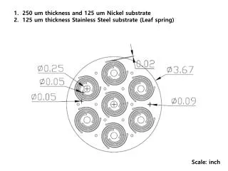 250 um thickness and 125 um Nickel substrate