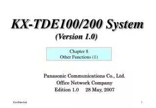 Panasonic Communications Co., Ltd. Office Network Company Edition 1.0 28 May, 2007