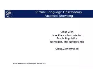 Virtual Language Observatory Facetted Browsing