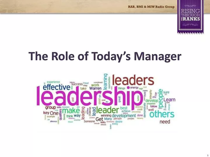 the role of today s manager