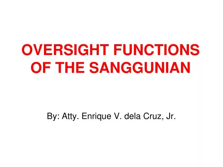 oversight functions of the sanggunian