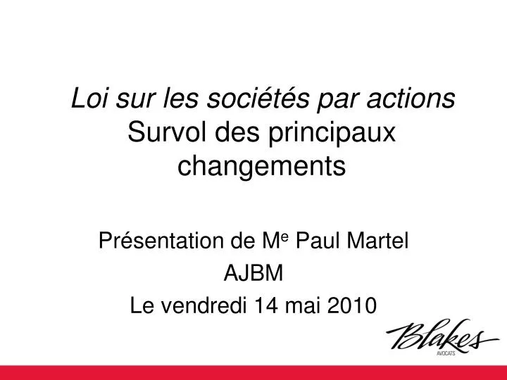 loi sur les soci t s par actions survol des principaux changements