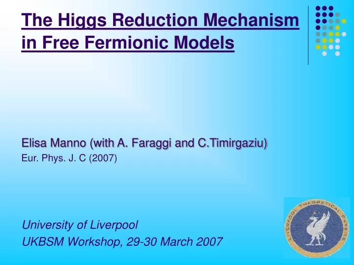 the higgs reduction mechanism in free fermionic models