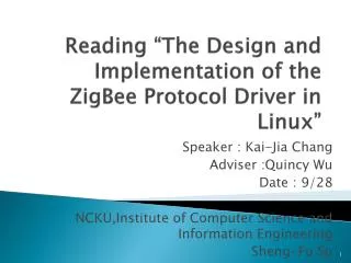 reading the design and implementation of the zigbee protocol driver in linux
