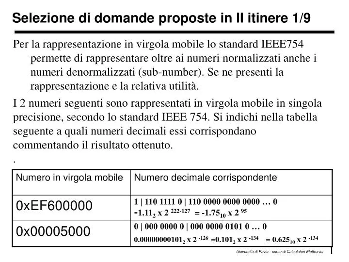 selezione di domande proposte in ii itinere 1 9