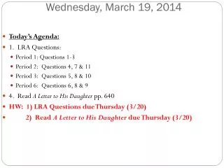 Wednesday, March 19, 2014
