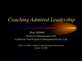 Coaching Admired Leadership