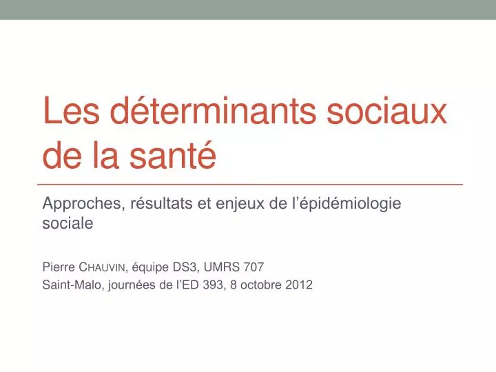 les d terminants sociaux de la sant