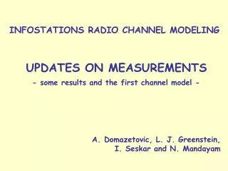 INFOSTATIONS RADIO CHANNEL MODELING