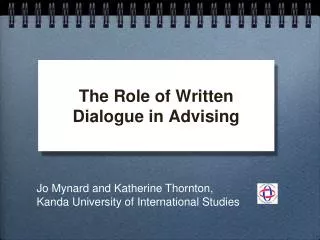 The Role of Written Dialogue in Advising