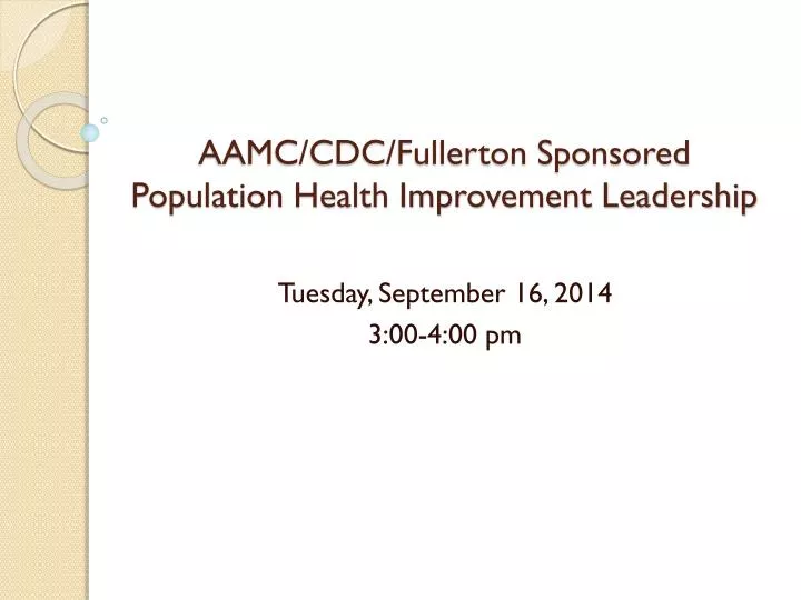 aamc cdc fullerton sponsored population health improvement leadership