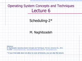 Operating System Concepts and Techniques Lecture 6