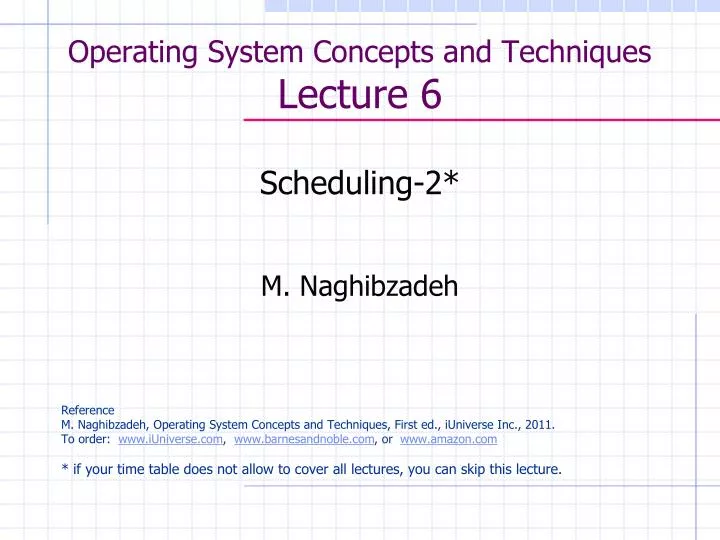 operating system concepts and techniques lecture 6