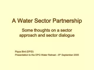 A Water Sector Partnership
