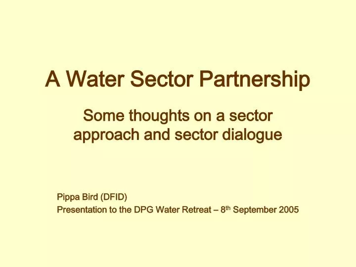 a water sector partnership