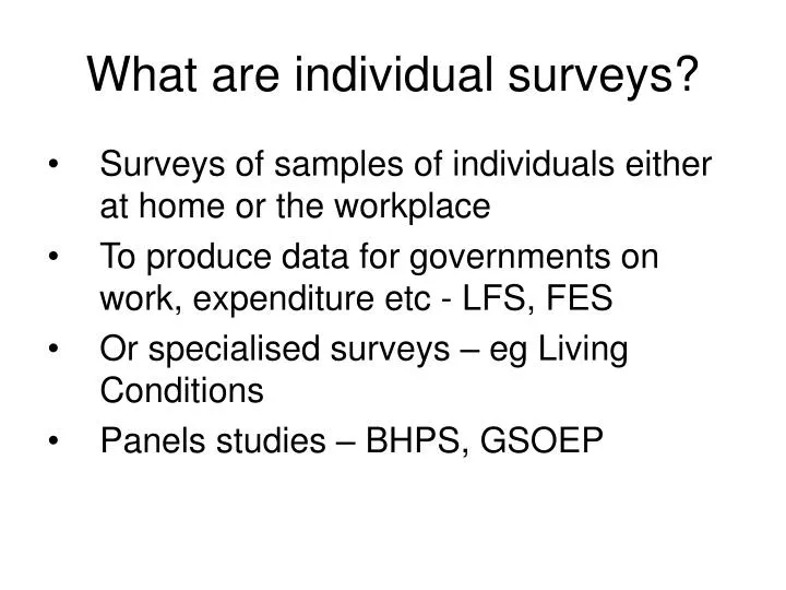 what are individual surveys