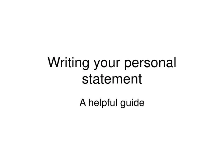 writing your personal statement