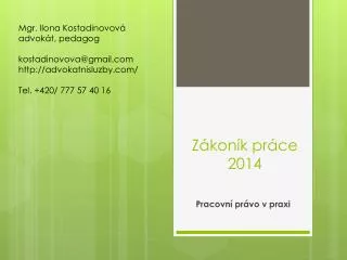 z kon k pr ce 2014