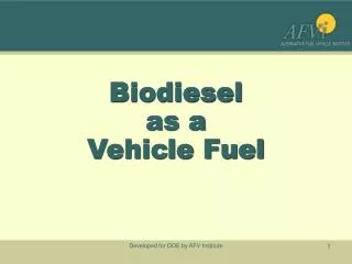 Biodiesel as a Vehicle Fuel