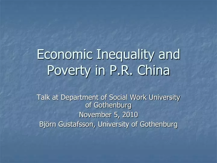 economic inequality and poverty in p r china