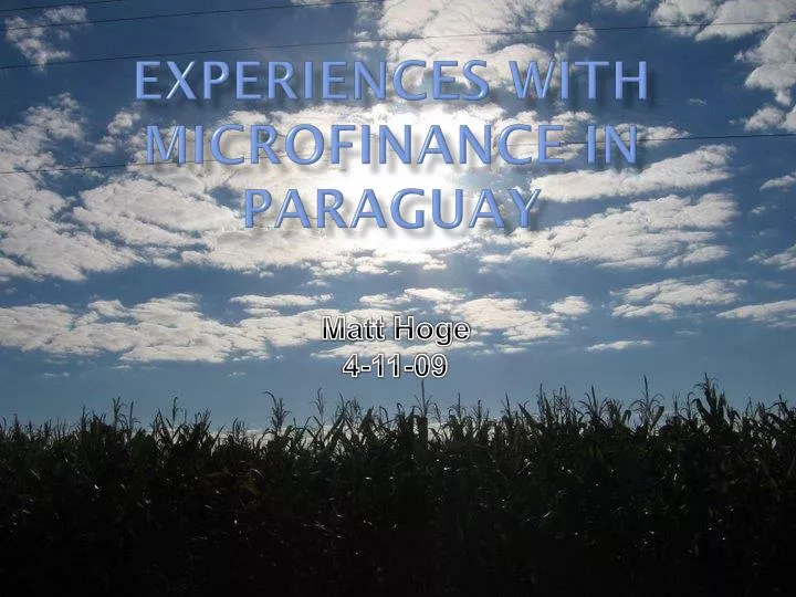 experiences with microfinance in paraguay