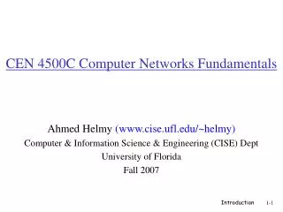 CEN 4500C Computer Networks Fundamentals