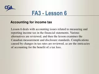 Accounting for income tax