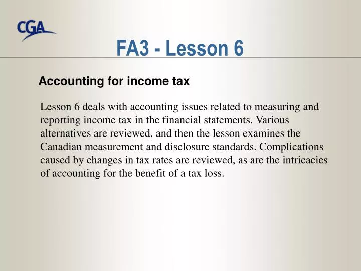 accounting for income tax