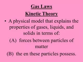 Gas Laws Kinetic Theory