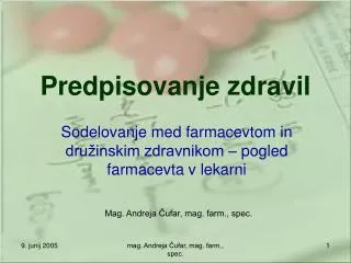 predpisovanje zdravil