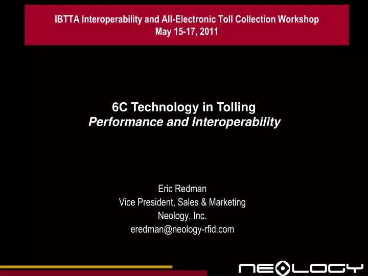 ibtta interoperability and all electronic toll collection workshop may 15 17 2011