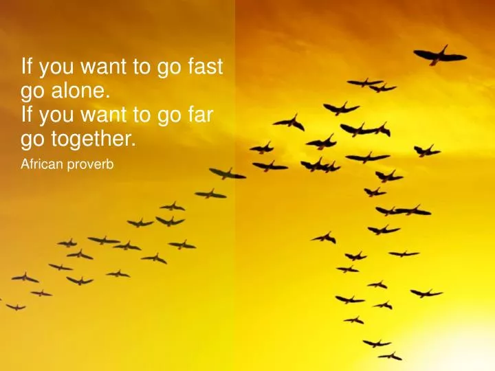 if you want to go fast go alone if you want to go far go together african proverb