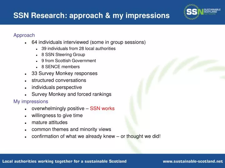 ssn research approach my impressions