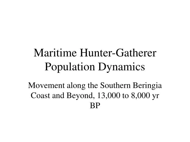 maritime hunter gatherer population dynamics