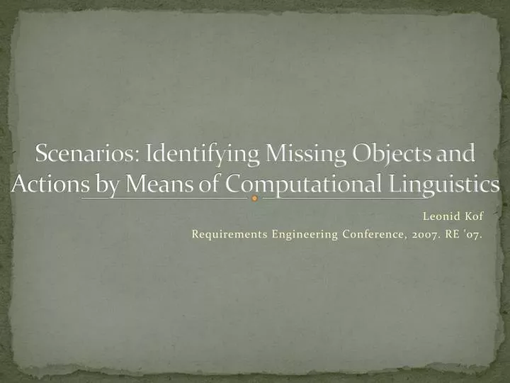 scenarios identifying missing objects and actions by means of computational linguistics