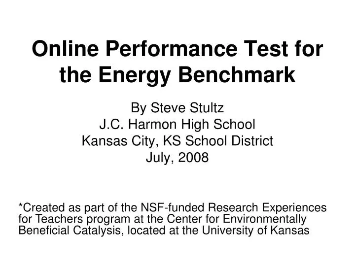 online performance test for the energy benchmark
