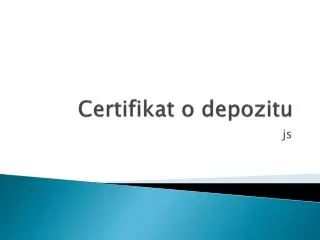 certifikat o depo zitu