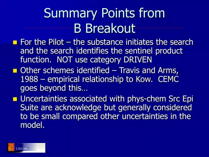 summary points from b breakout